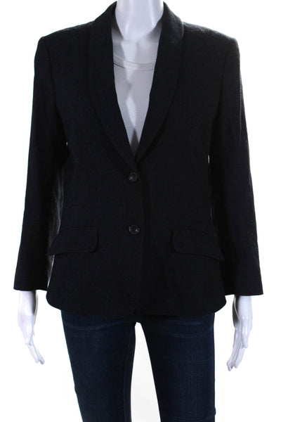 Theory Womens Button Down Liv Julius Blazer Jacket Navy Blue Wool Size 10