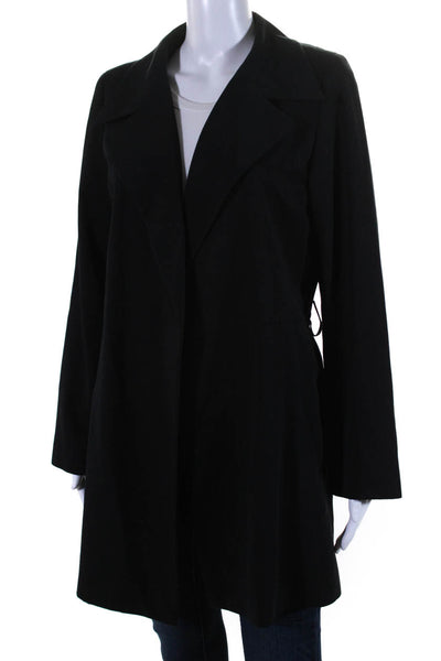 Agnes B Womens Long Sleeves Open Front Classic Lapel Coat Black Size 1