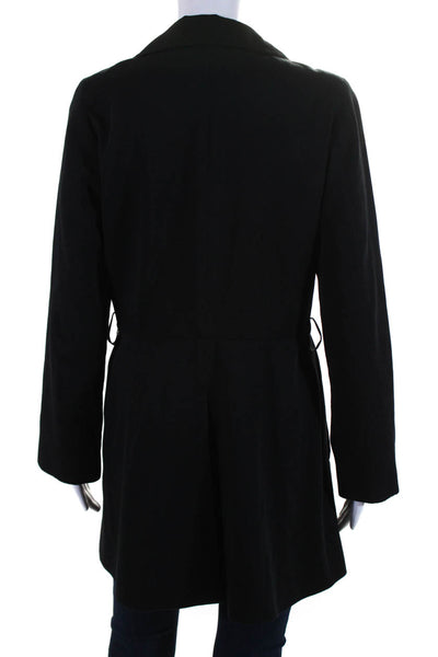 Agnes B Womens Long Sleeves Open Front Classic Lapel Coat Black Size 1