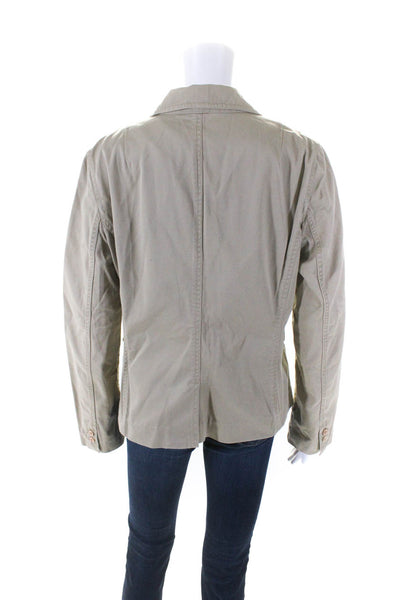 J Crew Womens Cotton Long Sleeve One Button Two Pocket Blazer Jacket Tan Size L
