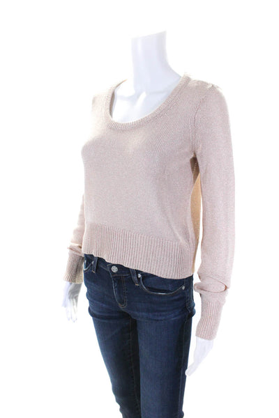 Intermix Womens Oversized Metallic Open Knit Sweater Pink Size Petite