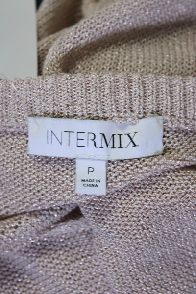 Intermix Womens Oversized Metallic Open Knit Sweater Pink Size Petite