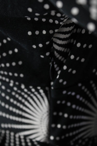 Tibi Womens Silk Sun Rays Print V Neck A Line Dress Black White Size Medium