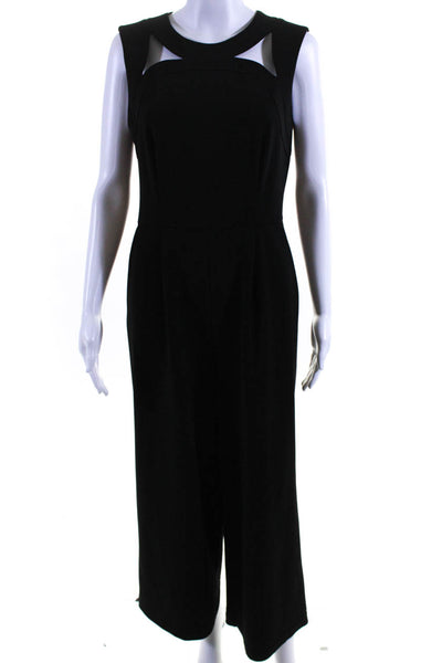 Calvin Klein Womens Sleeveless Pleated Front Wide Leg Jumpsuit Black Size 8