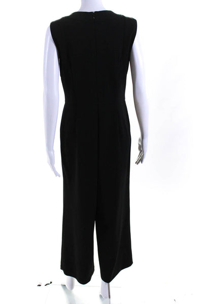 Calvin Klein Womens Sleeveless Pleated Front Wide Leg Jumpsuit Black Size 8