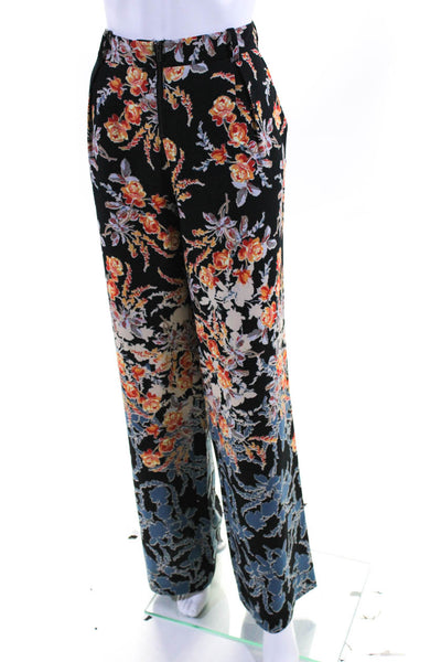 BCBG Max Azria Womens Floral Print Landon Wide Leg Pants Black Size Medium