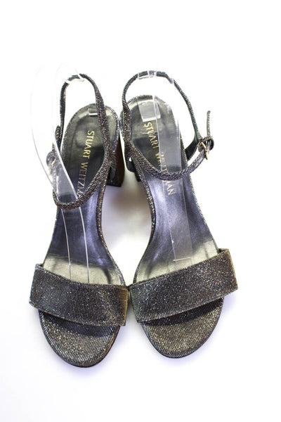 Stuart Weitzman Womens Slingbacks Sandal Heels Brown Metallic Size 7 Medium