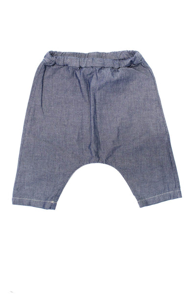 Bonpoint Boys Straight Leg Chambray Knit Pants Blue Cotton Size 1 3 Months Lot 2