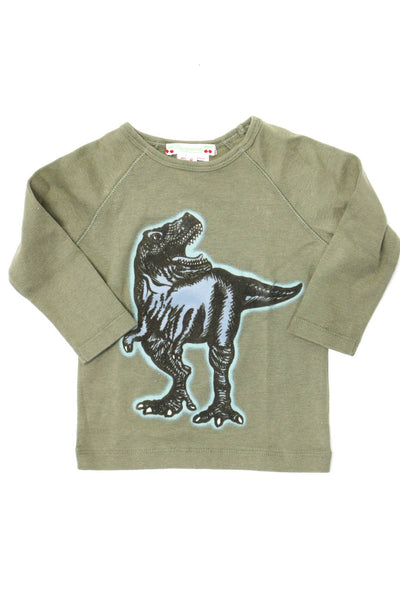 Bonpoint Boys T Rex Dotted Shirts White Green Cotton Size 6 12 Months Lot 2