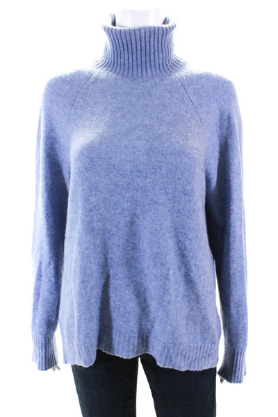 J Crew Womens Knit Long Sleeve Pullover Turtleneck Sweater Top Blue Size M