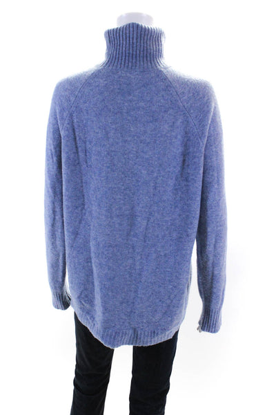 J Crew Womens Knit Long Sleeve Pullover Turtleneck Sweater Top Blue Size M