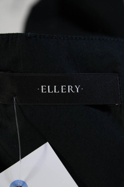 Ellery Womens Back Zip Flare 3/4 Sleeve Off Shoulder Top Navy Cotton Size 8