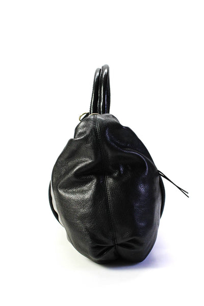 Hayden Harnett Womens Black Leather Zip Top Handle Shoulder Bag Handbag