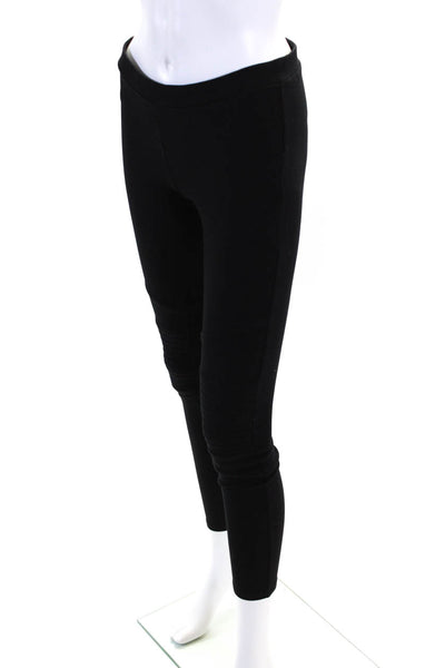 Sandro Womens Textured Elastic Waist Zipper Hem Low-Rise Leggings Black Size 2