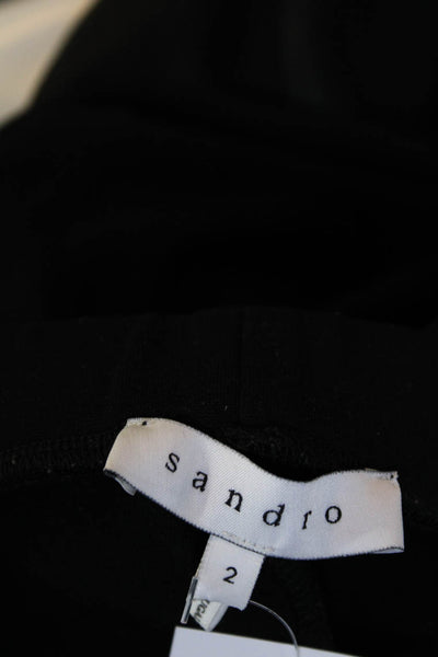 Sandro Womens Textured Elastic Waist Zipper Hem Low-Rise Leggings Black Size 2