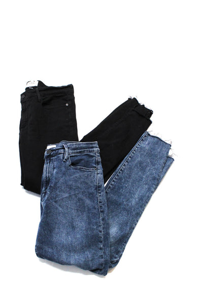 Frame Womens Cotton Five Pocket Mid-Rise Skinny Jeans Black Size 30 Lot 2