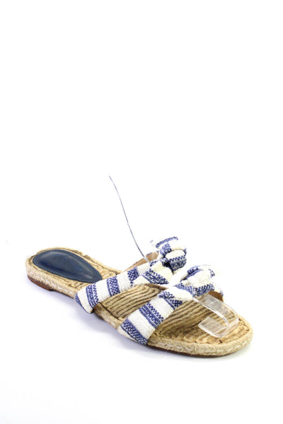 Alexandre Birman Womens Striped Canvas Strappy Slides Sandals Blue Size 5.5