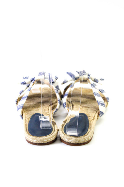 Alexandre Birman Womens Striped Canvas Strappy Slides Sandals Blue Size 5.5