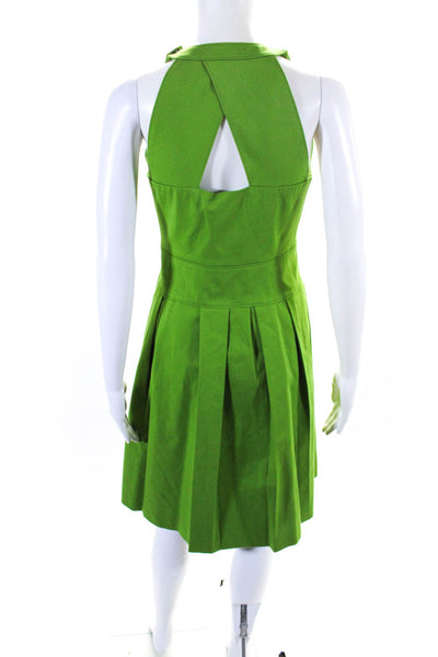 Akris Punto Womens Side Zip Sleeveless Crew Neck Shift Dress Green Cotton Size 6