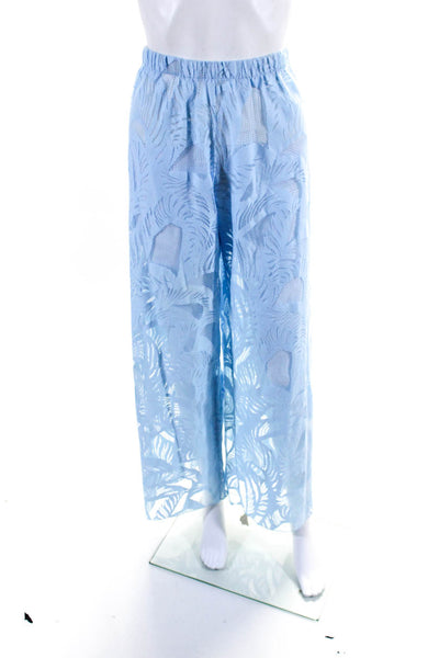 Emilio Pucci Womens Scoop Neck Open Knit Tank Top Pants Set Blue Size Small