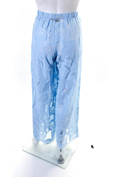 Emilio Pucci Womens Scoop Neck Open Knit Tank Top Pants Set Blue Size Small