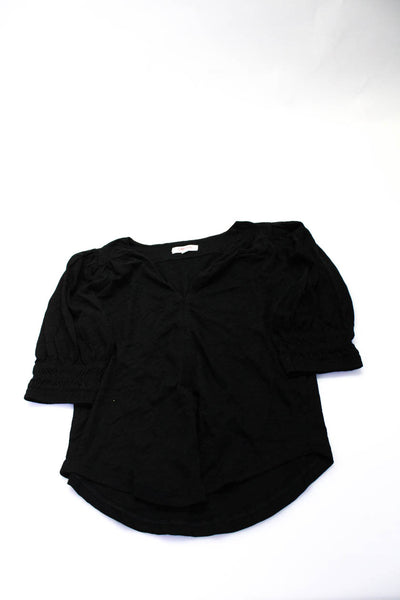 Goldie Womens Solid Black Cotton V-Neck 3/4 Sleeve Blouse Top Size XS lot 2