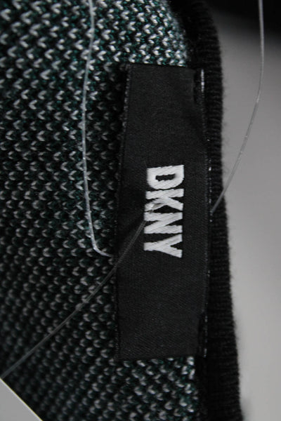 DKNY Womens Long Sleeve Knit Houndstooth Sheath Dress Black White Teal Size 6