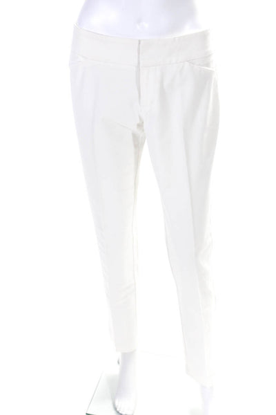 Ecru Womens Mid Rise Slim Leg Pleated Twill Dress Pants White Size 4