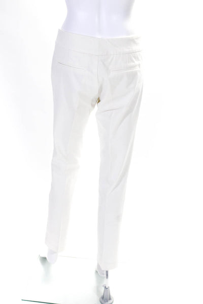 Ecru Womens Mid Rise Slim Leg Pleated Twill Dress Pants White Size 4