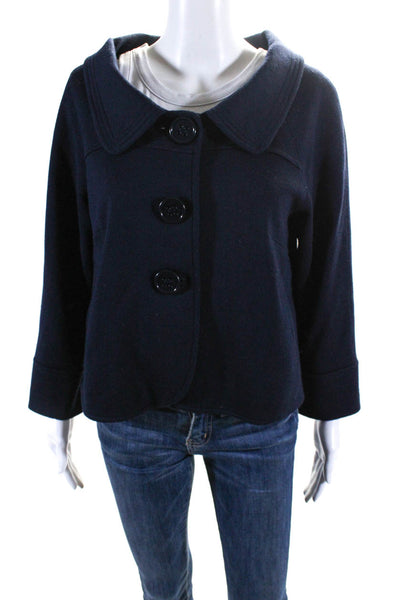 Toupy Womens Buttoned Collared Long Sleeve Darted Jacket Navy Size EUR42