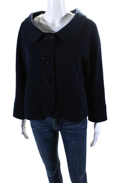 Toupy Womens Buttoned Collared Long Sleeve Darted Jacket Navy Size EUR42