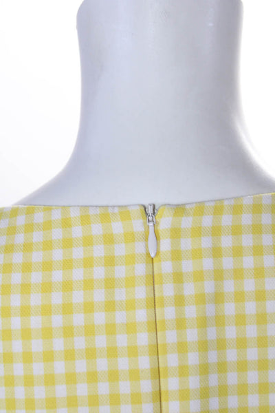 Boss Hugo Boss Womens Boat Neck Short Sleeve Plaid Sheath Dress Yellow Size M