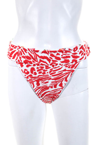 Maaji Women's Cheeky Reverse White Floral  Bikini Bottom Size L