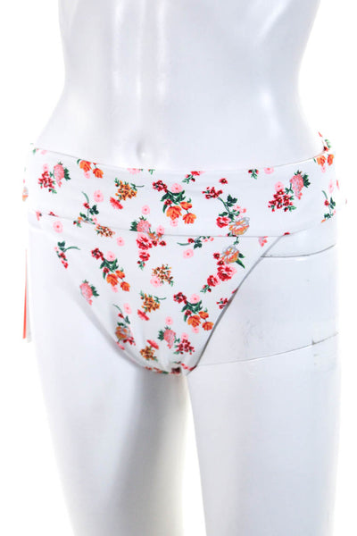 Maaji Women's Cheeky Reverse White Floral  Bikini Bottom Size L