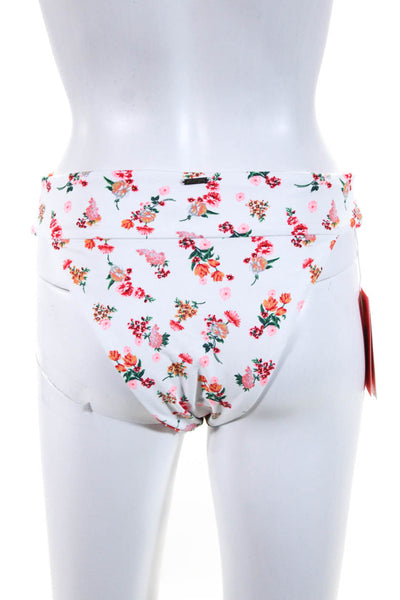 Maaji Women's Cheeky Reverse White Floral  Bikini Bottom Size L