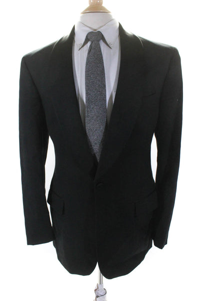 Brooks Brothers Mens Wool Buttoned Collared Blazer Suit Jacket Black Size EUR39