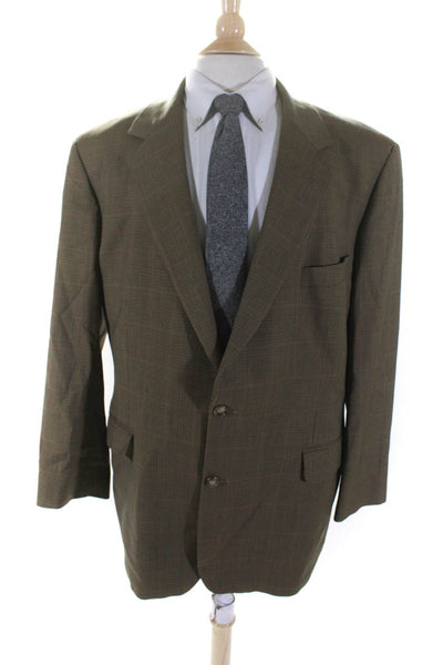 Brooks Brothers Mens Houndstooth Striped Buttoned Blazer Brown Size EUR46