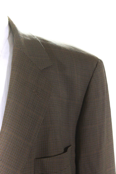 Brooks Brothers Mens Houndstooth Striped Buttoned Blazer Brown Size EUR46