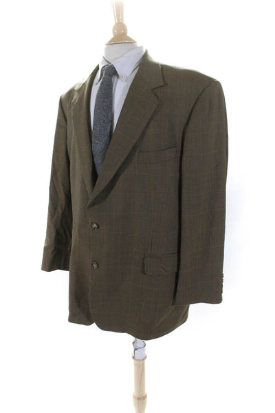 Brooks Brothers Mens Houndstooth Striped Buttoned Blazer Brown Size EUR46