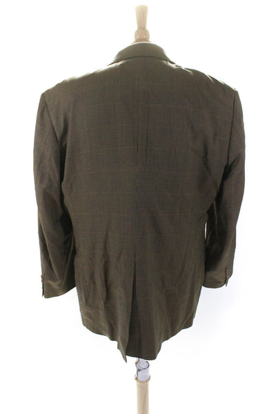 Brooks Brothers Mens Houndstooth Striped Buttoned Blazer Brown Size EUR46