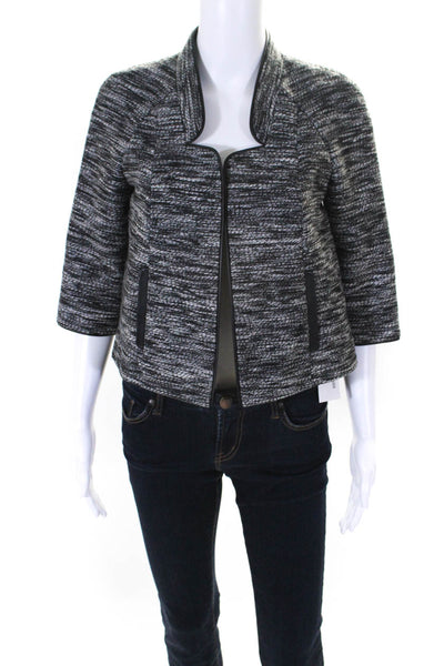 Classiques Entier Womens Open Front 3/4 Sleeve Jacket Gray Black Size XS