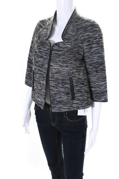 Classiques Entier Womens Open Front 3/4 Sleeve Jacket Gray Black Size XS