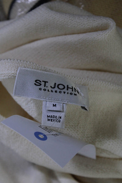 St. John Collection Women's Scoop Neck Sleeveless Sweater Tank Cream Size M
