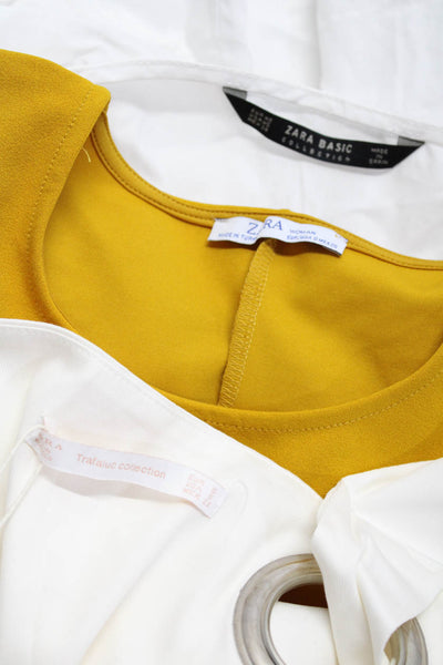 Zara Women's V-Neck Ruffle Long Sleeves Cotton Blouse White Size XS Lot 3