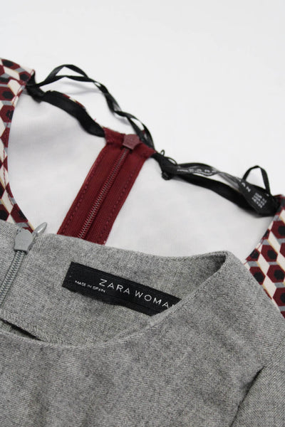 Zara Women's Round Neck Long Sleeves Zip Closure Blouse Black Size XS Lot 2