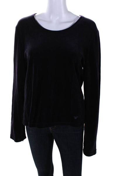 Sonia Rykiel Womens Scoop Neck Long Sleeve Pullover Sweater Top Purple Size S