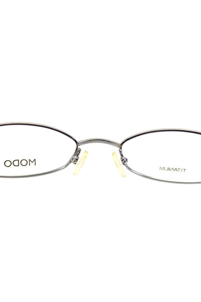 Modo Womens Titanium Wired Rectangular Framed Eyeglasses Silver Toned 140MM