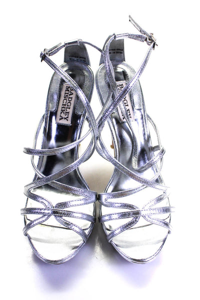 Badgley Mischka Womens Adonis II Strappy Sandal Heels Silver Size 6.5 Medium