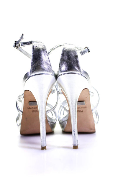 Badgley Mischka Womens Adonis II Strappy Sandal Heels Silver Size 6.5 Medium