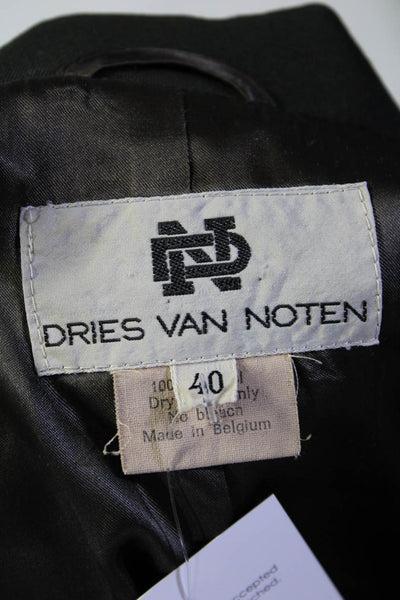 Dries Van Noten Womens Wool Double Breasted Buttoned Blazer Black Size EUR40